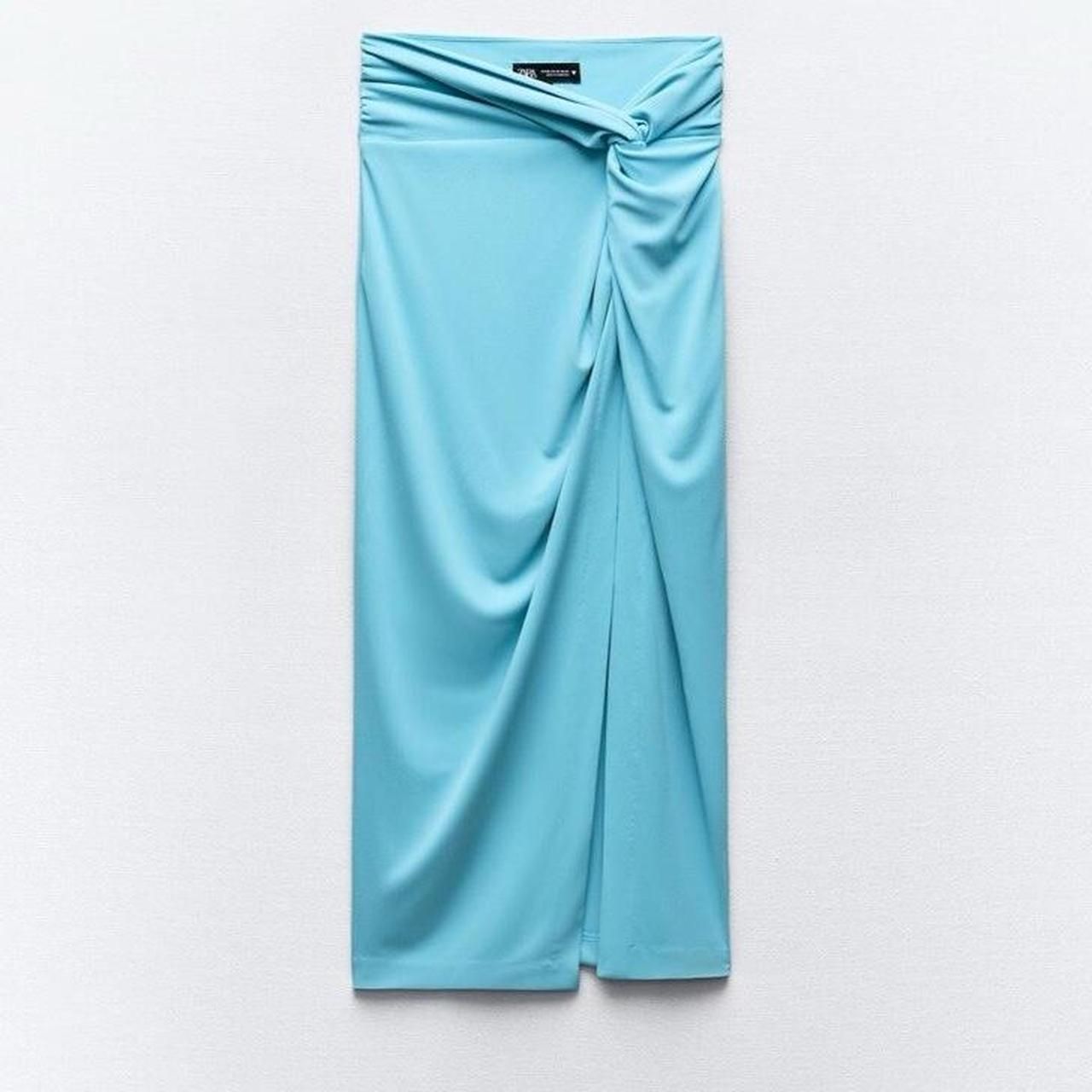Zara Women's Blue Wrap Midi Skirt